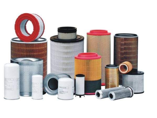 Several different types and materials of air compressor filter element.