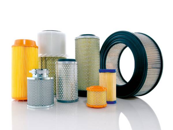 Different types of air compressor filter elements including oil, air and oil and gas separator filter elements.