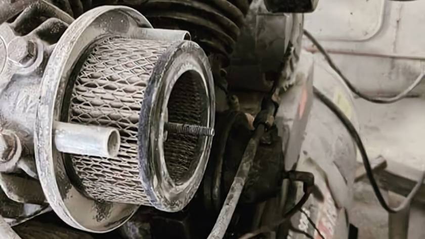 A broken air compressor and damaged filter elements