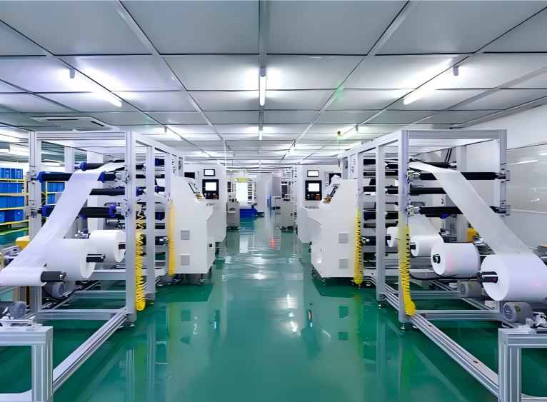 Industrial filter production line.