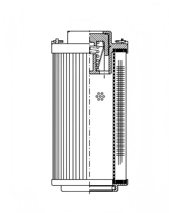 sectional drawing of hydraulic filter element.